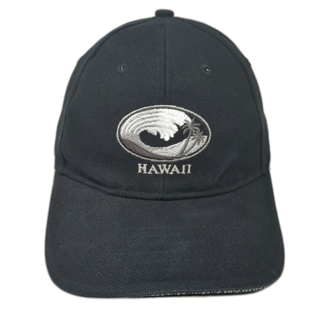 Surfware Baseball Cap Black One Size Hawaii Wave Palm Tree Graphic Strapback Hat